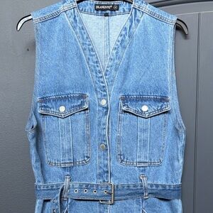 BlankNYC Sleeveless Denim Utility Jumpsuit in Blue